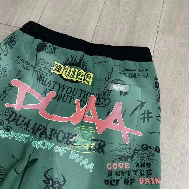New Men Duaa Valley Rhinestone Washed Green CARGO SHORTS Comfortable Camouflage Skateboard Street Cotton Casual Shorts #a230