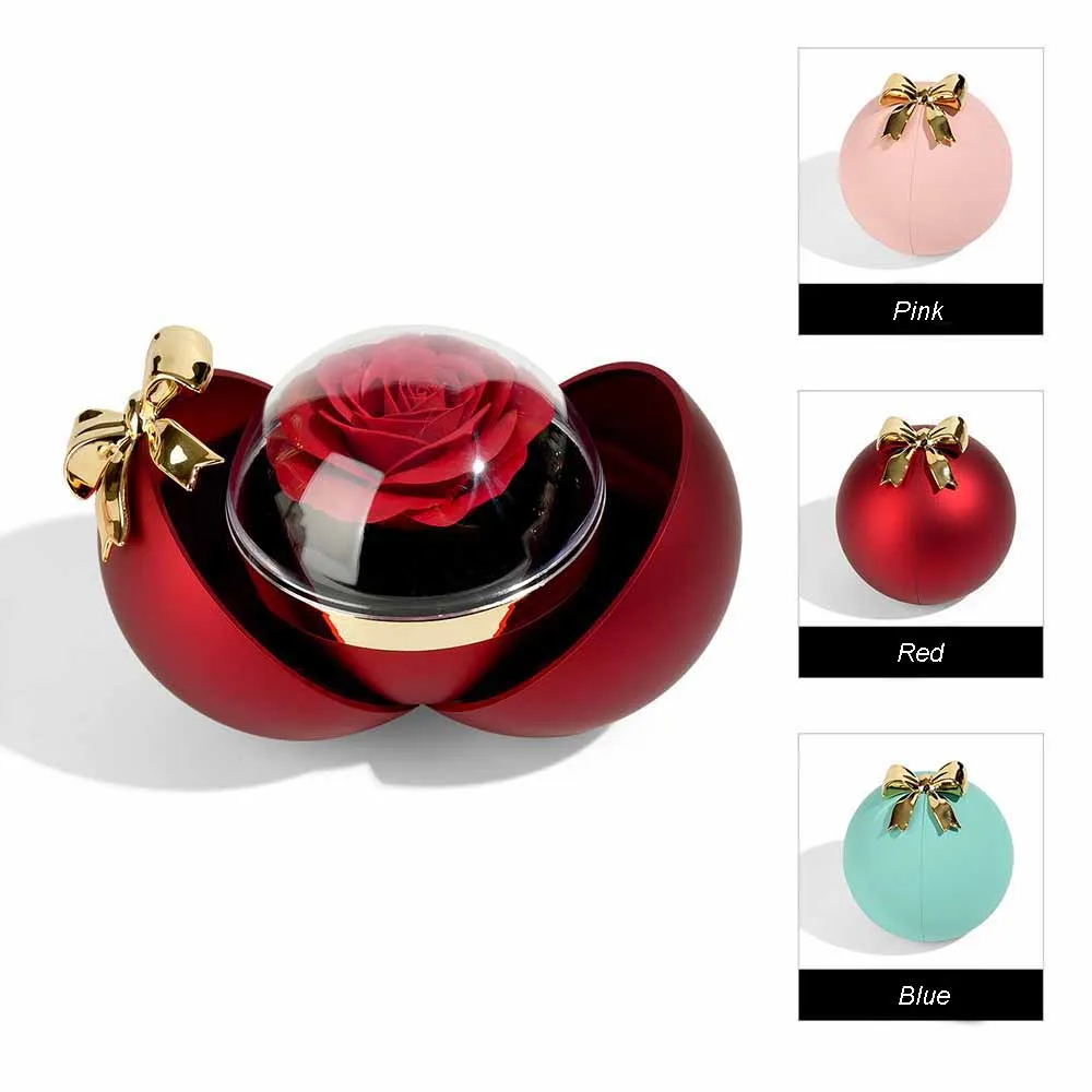 Elegant rose embellished box Portable flower necklace box ball holder special gift presentation