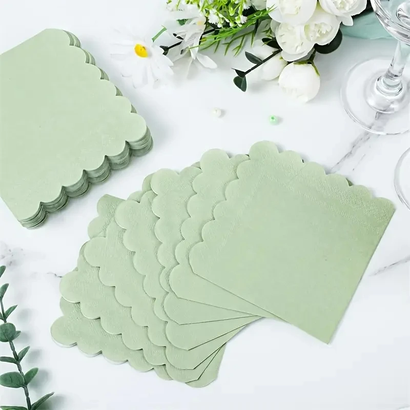 

25/50/100pcs Cocktail Napkins Sage Green Thick Paper Napkins Disposable Party Napkins Wedding Birthday Supplies Beverage Napkins
