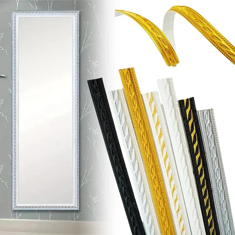 1 قطعة 1 متر بولي كلوريد الفينيل ذاتية اللصق خط الكسوة 12 مللي متر عرض الباب ويندوز السقف حافة إطار صور مرآة خلع الملابس إطار ديكور حافة شرائط #1