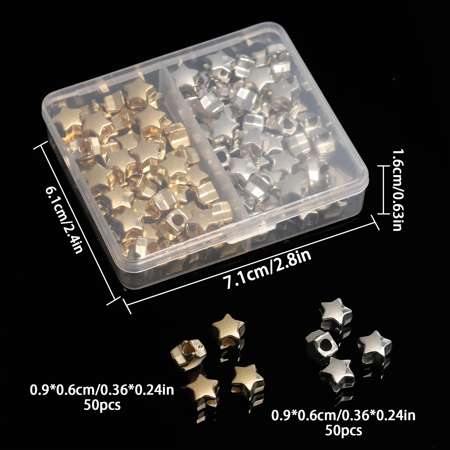 100pcs/Box 9x6mm Kit Golden Silvery Mixed Star Shape CCB Loose Spacer Beads For Jewelry Making DIY Bracelet Necklace Accessories