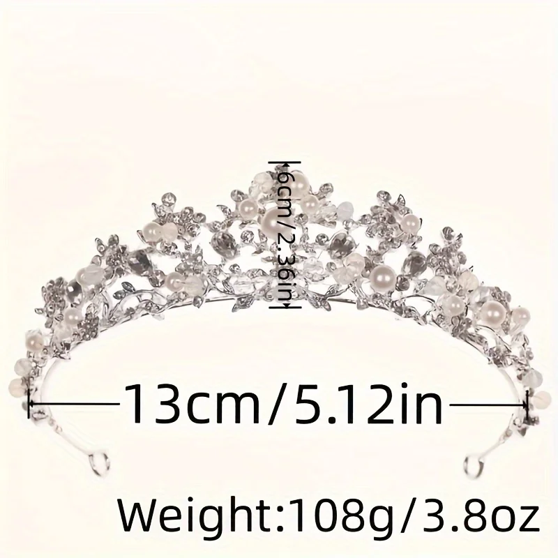 Crystal Pearl Crown Tiara Rhinestone Prom Diadem Headband For Women Bridal Wedding Hair Accessories Jewelry Tiaras And Crowns