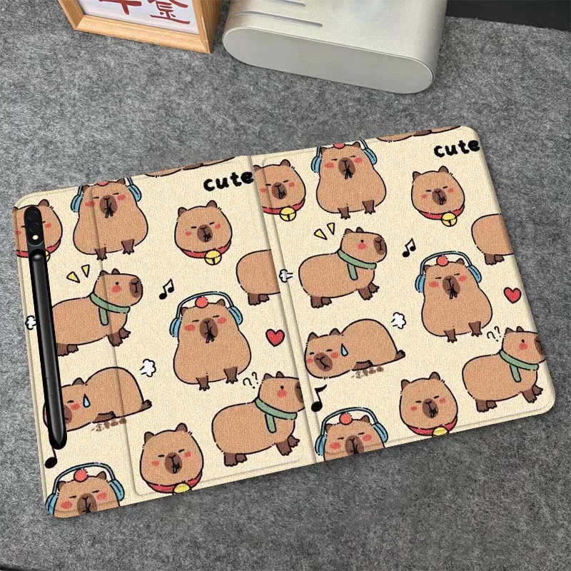 

Cute Capybara Pencil For Samsung Galaxy Tab S6 S7 S8 S9 S10 FE Plus Lite Soft Flexible Support Tablet Case Gift