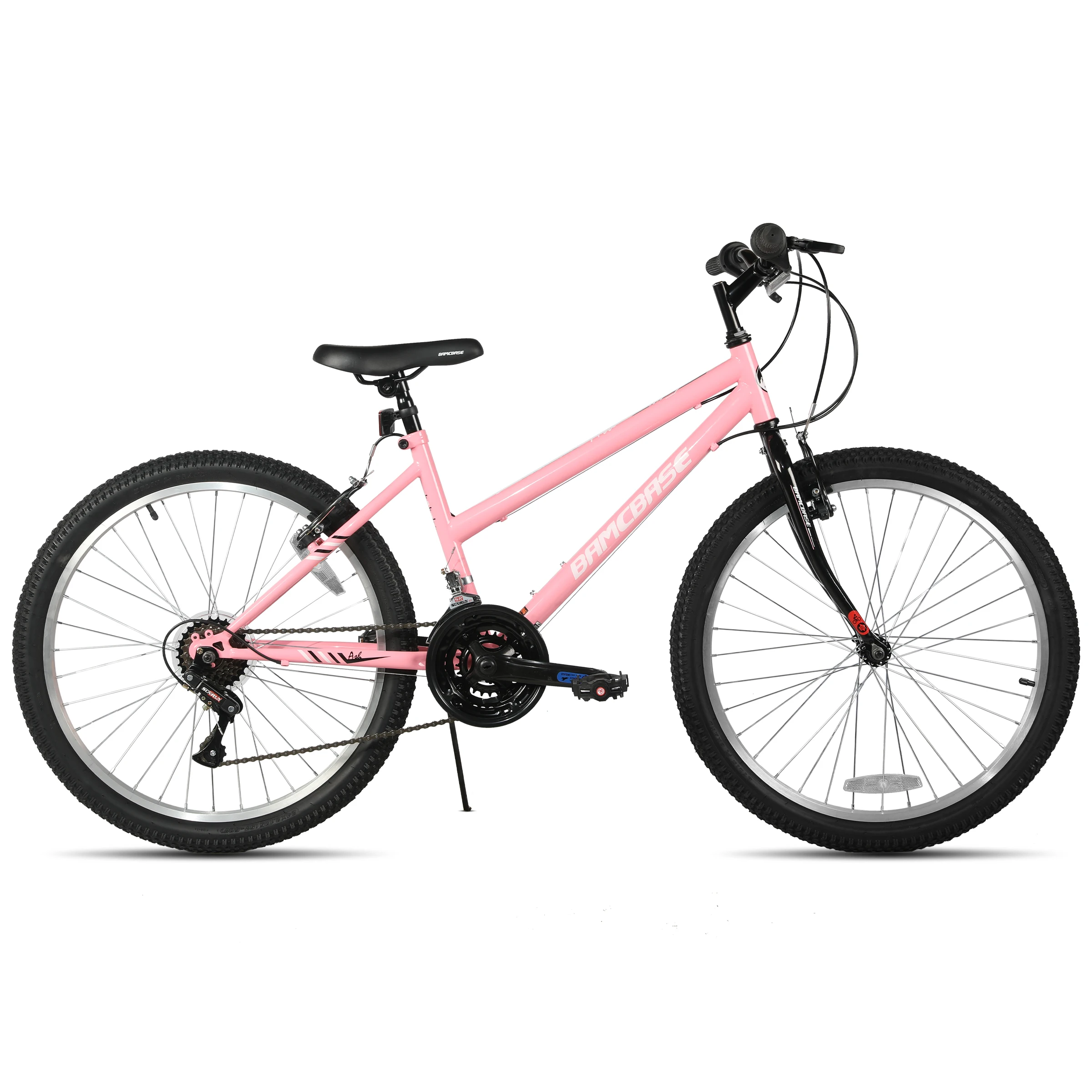 HILAND Bamcbase dames mountainbike, 24 26 inch 18 snelheden hybride woonfiets voor volwassenen, sport hardtail trail MTB