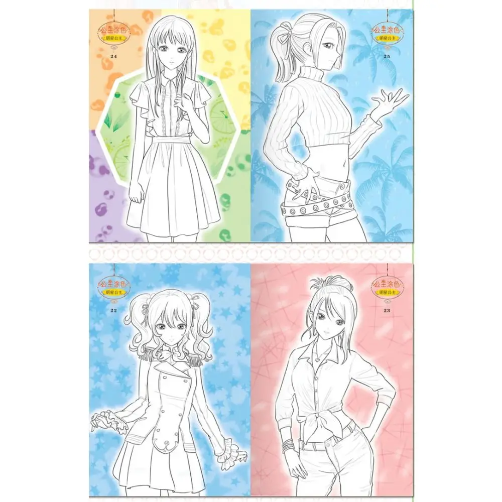 6 Books/Set Princess Children Drawing Book Tracing Coloring Painting Learning Copybooks Practice Drawing Cartoon Picture Toy