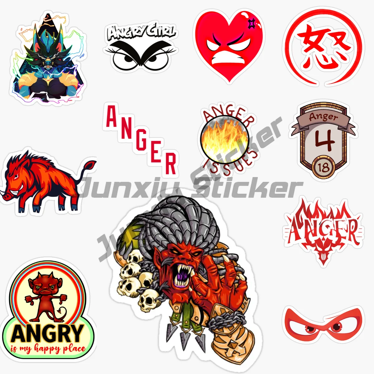 Angry Anger Animals Cartoon Anime Pictures Car Stickers Vinyl Self-adhesive Decal