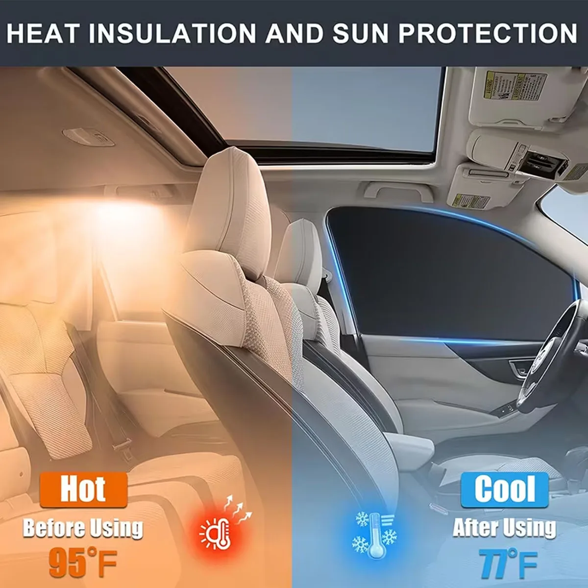 Magnetischer Sichtschutz für Seitenfenster, Anti-UV-Reflexion, Blendschutz, UV-Blocker, Sonnenschutz für Vorder- und Heckscheibe – Detail 6