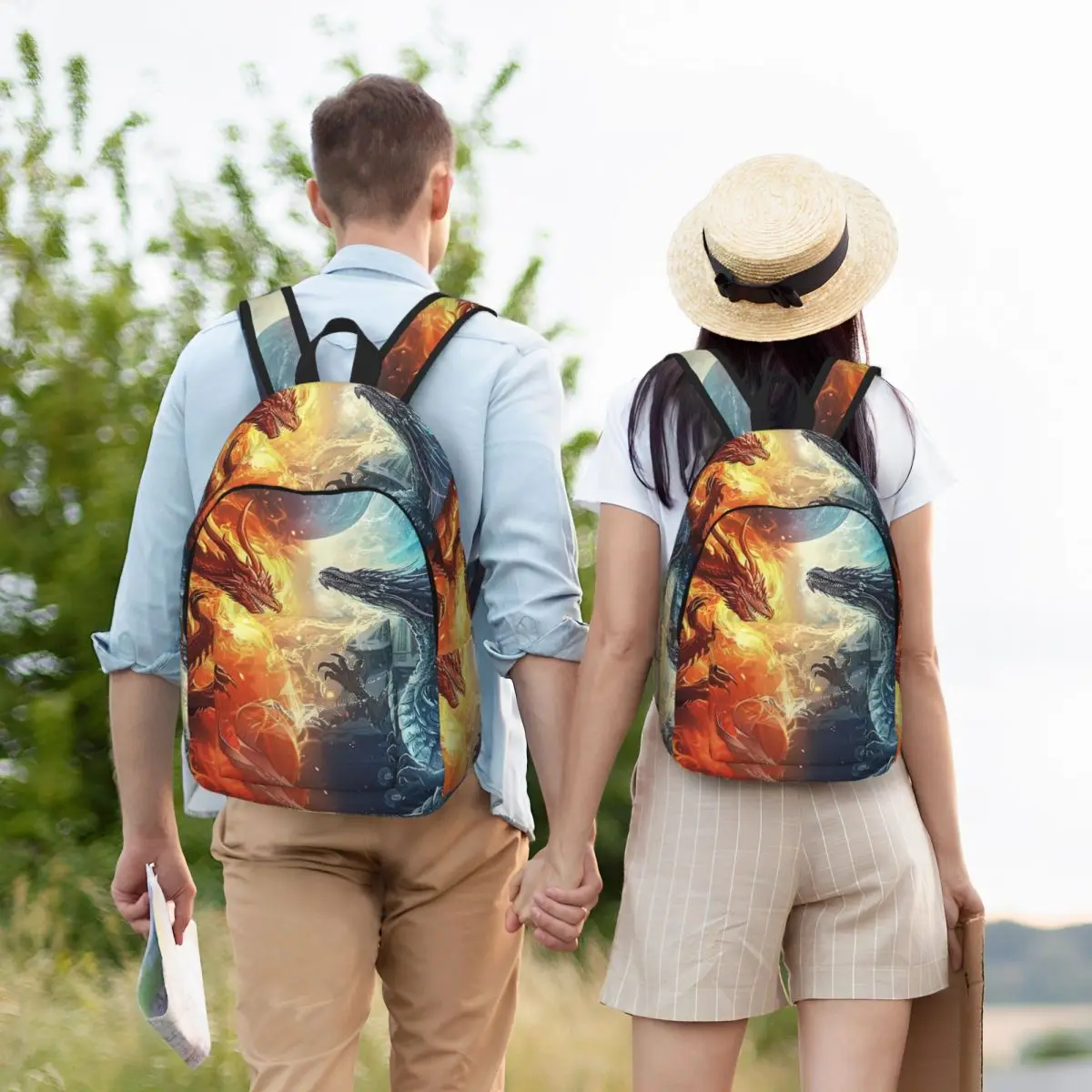 

Red Fire Dragon Student Backpack School Bag Hiking Travel Daypack for Boys Girls Bookbag Shoulder Bags