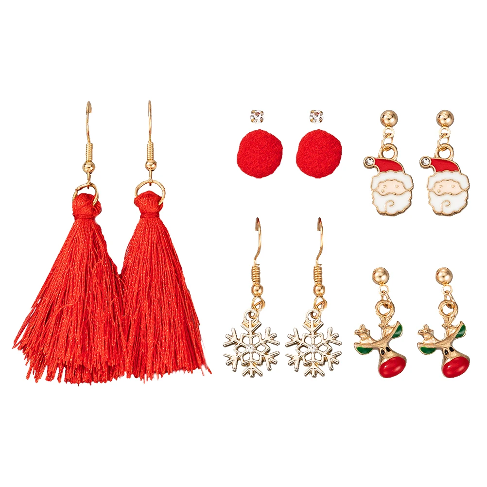 

Christmas Earrings Set Women Studs Drop Xmas Pendant Decor Party nament Safe Material Skin Friendly Festival Style Girls Gift