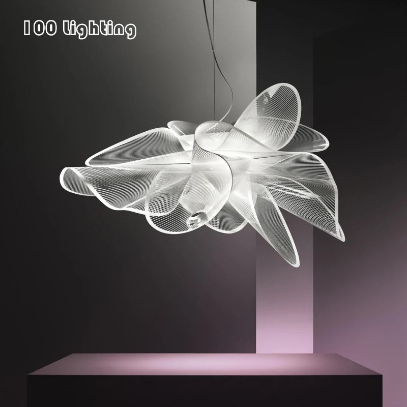 

Novelty Flowers LED Pendant Lamp Romantic Decoration Restaurant Living Room Bedroom Pendant Lights Clear Acrylic Height Adjust