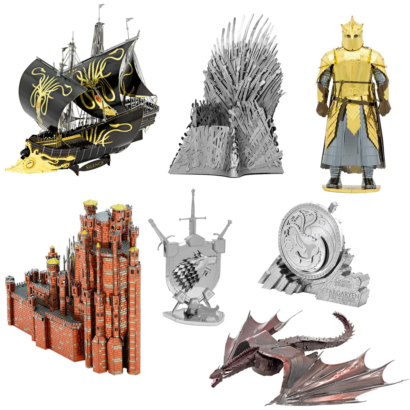 Metal Assembly Model DIY 3D Puzzle Silent Red Fort Magic Mountain Iron Throne Desktop Small Ornament Handmade Toy Gift