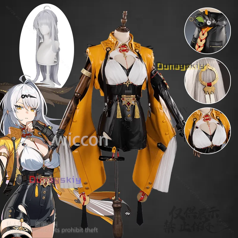 

Zenless Zone Zero Game Cosplay Yixuan Anime Costume Sexy Jumpsuit Chinese Styles Coat Uniform Yellow Coat Wigs Props 코스프레