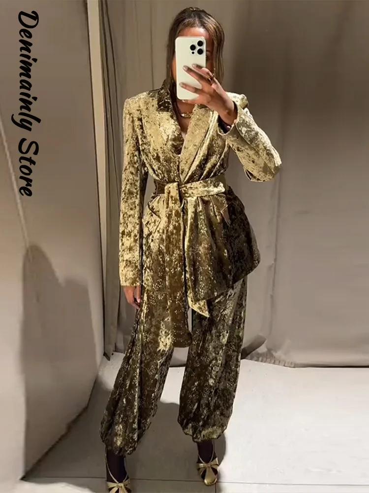 أنيقة شرابة دعوى فستان أطفال مع سروال داخلي المرأة التلبيب جيب كم طويل بلوزات مستقيمة الصلبة دعوى 2025 الخريف سيدة تخفيف الزي