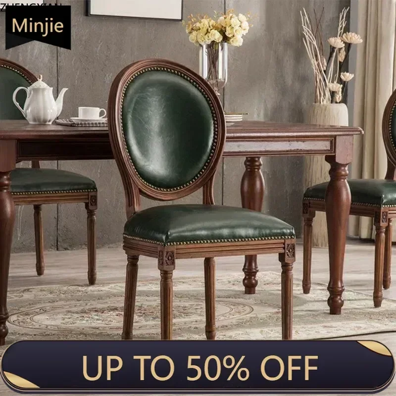 Cadeiras de Jantar com Braços, Cadeiras de Madeira Rústicas, Cadeiras de Couro de Design Europeu, Cadeiras Ergonômicas para Escritório, Sillas Comedor