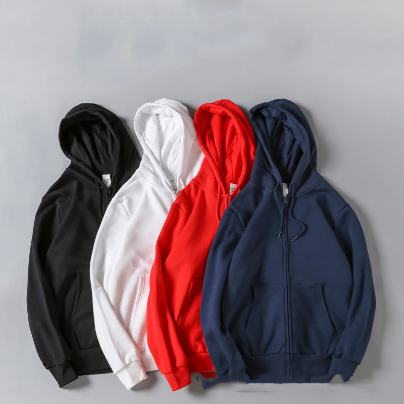 customized LOGO spring and autumn Joker young men's and women's solid  zipper cardigan fleece hoodie jacket women coat