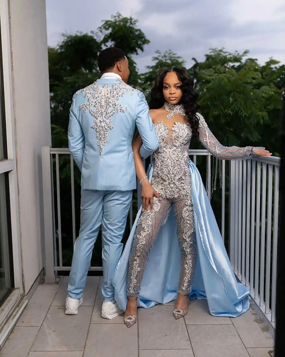 Cristalli scintillanti Abiti da uomo con perline Set da 2 pezzi Scialle con risvolto Slim Fit Smoking da sposo da sposa Prom Homme Personalizzato