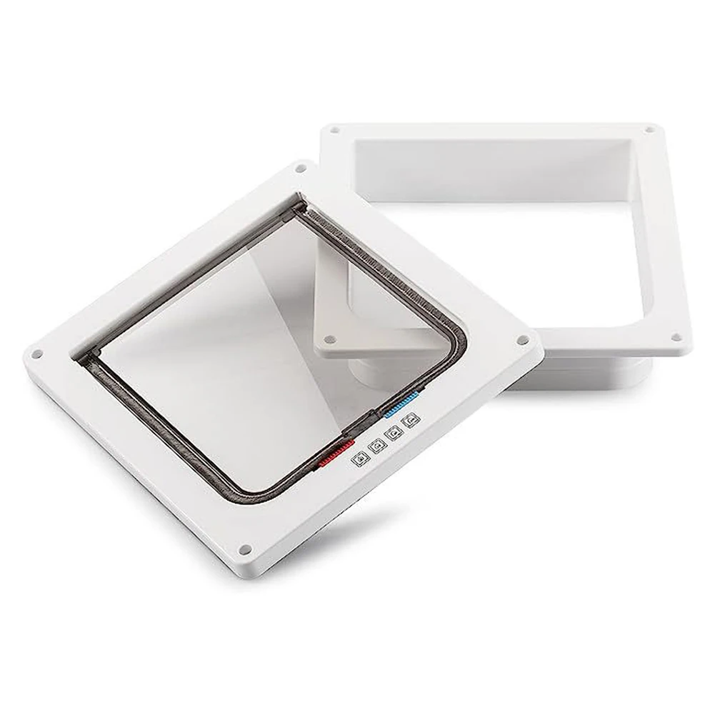 Porte d'entrée et d'extérieur pour chiot et chaton, avec serrure de sécurité à 4 voies, porte à rabat pour chien et chat, porte de sécurité transparente et fine pour chat