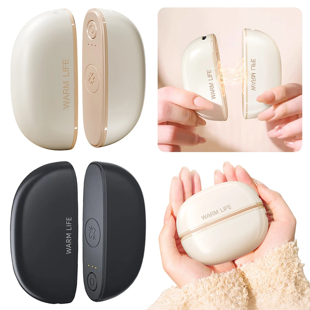 Portable Rechargeable Magnetic Split Hand Warmer For Outdoor Activities. Magnetic Split Design For Shared Warmth. Office Desk