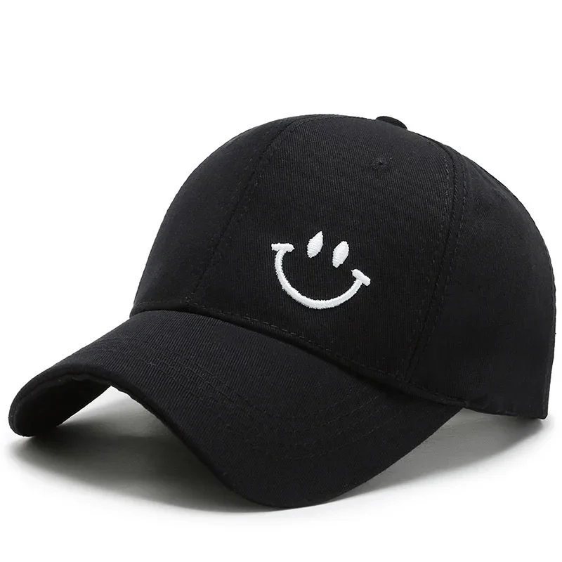 Smiling Baseball Cap for Women Men Adjustable Low Profile Unstructured Cotton Dad Hat Fishing Hat Smile Face Embroidery Cap