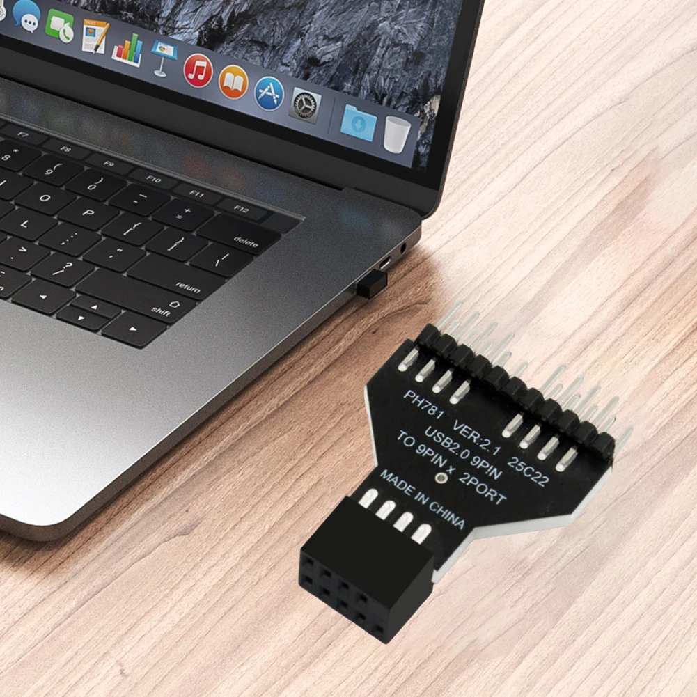 

Motherboard USB2.0 9Pin USB HUB 1 To 2 USB 2.0 Connector 9-Pin Conversion Adapter Front Panel Plug-in Connector for RGB Lamp Fan