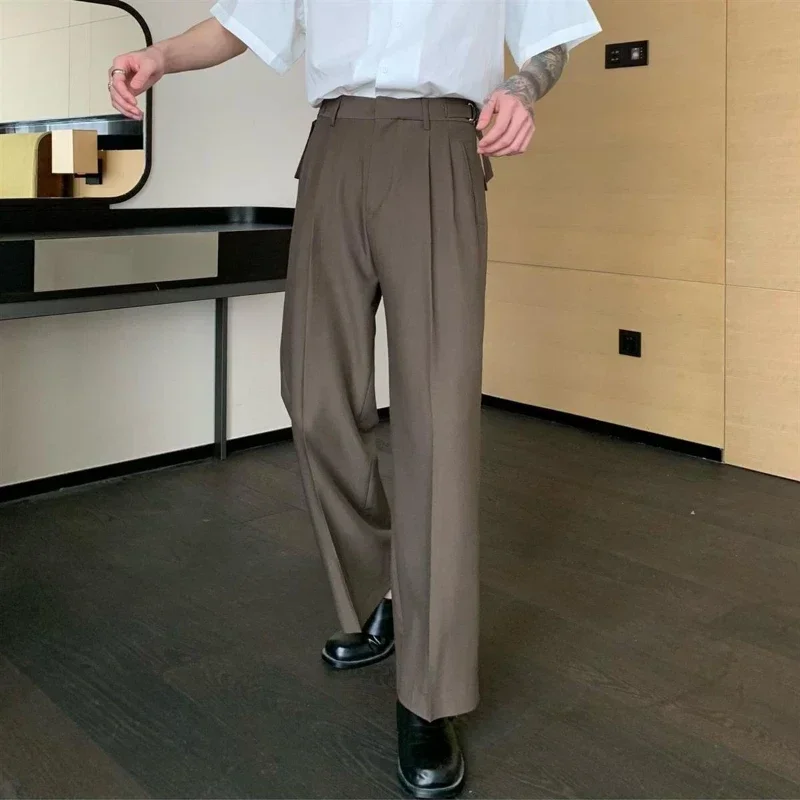 Business Social Tailoring Black Men\'s Summer Pants Straight Male Suit Trousers High Quality 2024 Fashion Korean Style Clothes Up