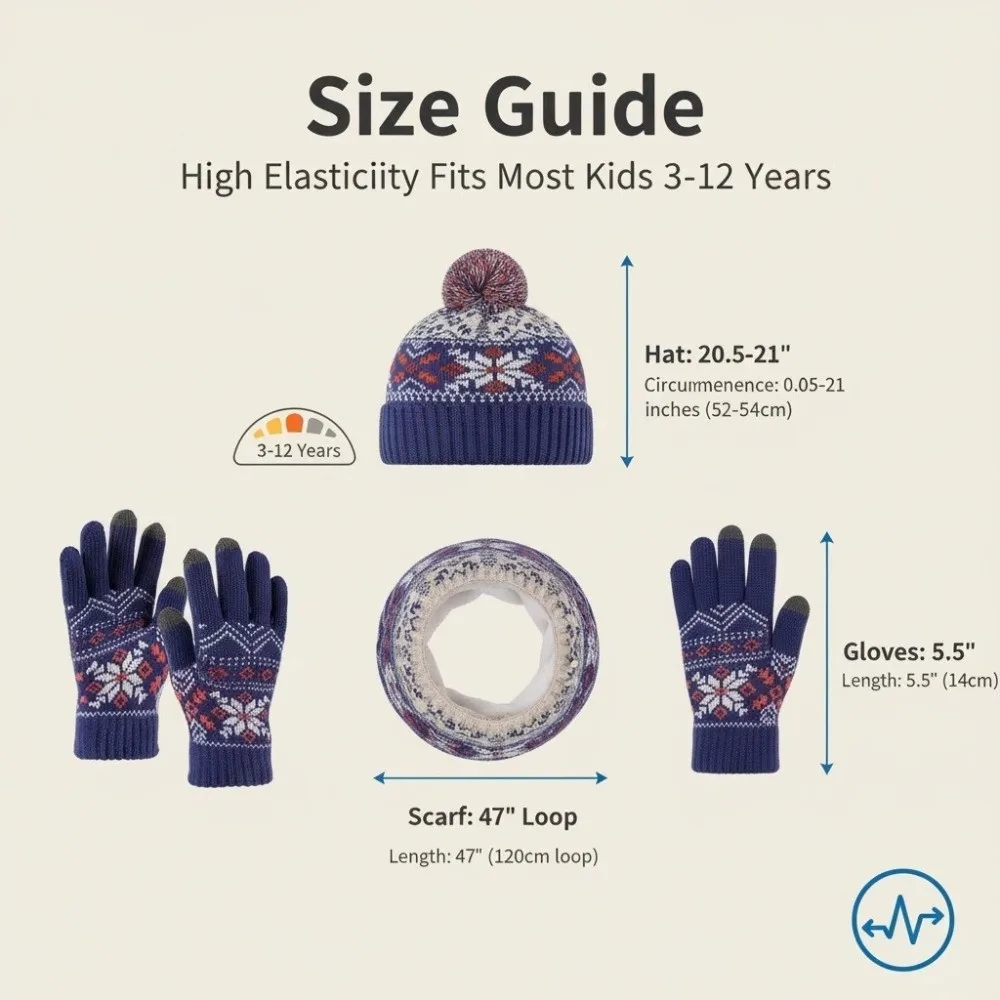 3Pcs/Set Fashion Winter Children Scarf Hat Gloves Set Warm Knitted Hats Scarfs Windproof Pompom Bonnet Gloves Kits view 6