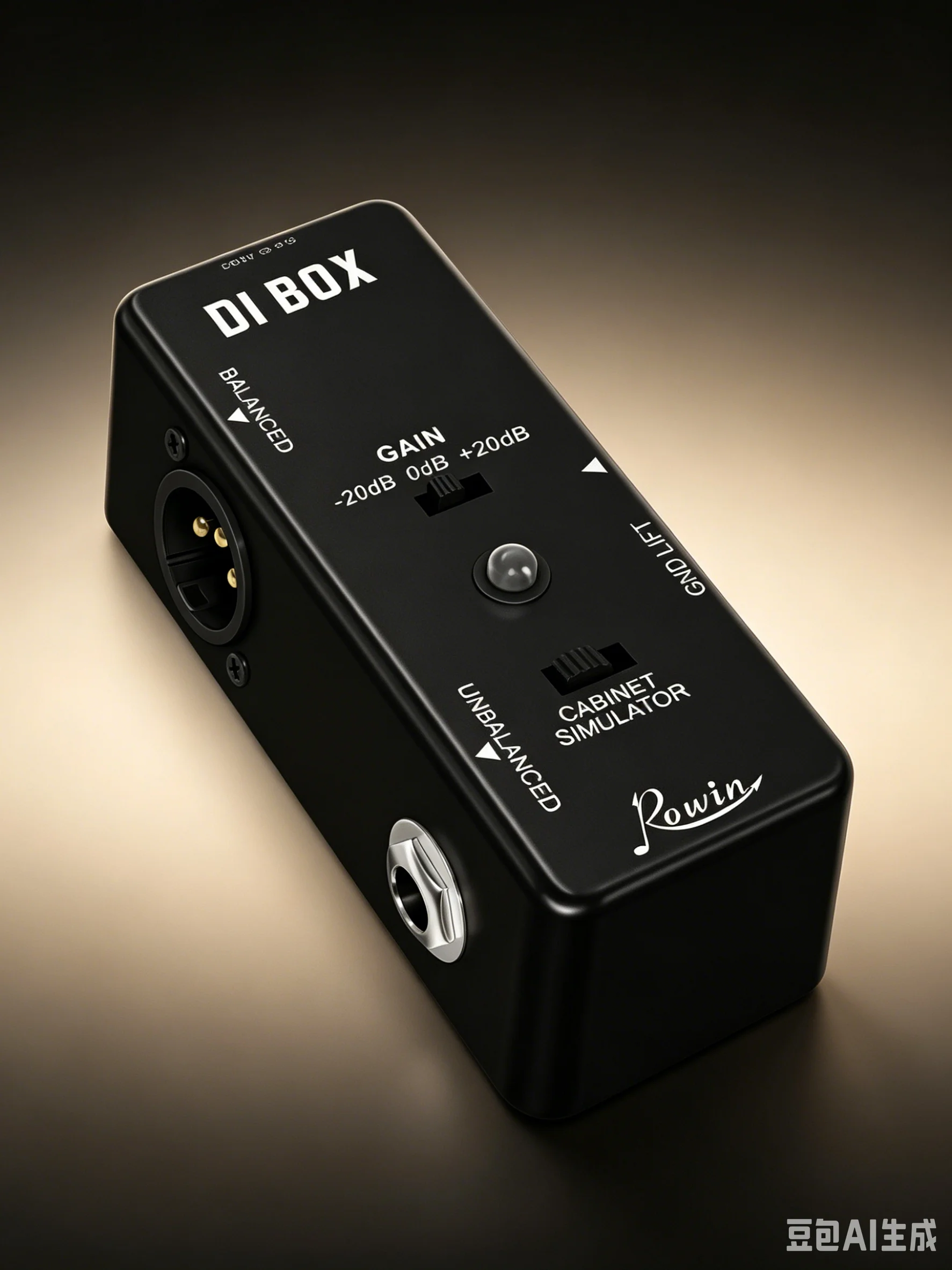 Rowin LEF-331 DI Box Pedal with Cab Simulator Gain Control Ground Lift XLR Balanced Output Mini Metal Guitar Direct Box