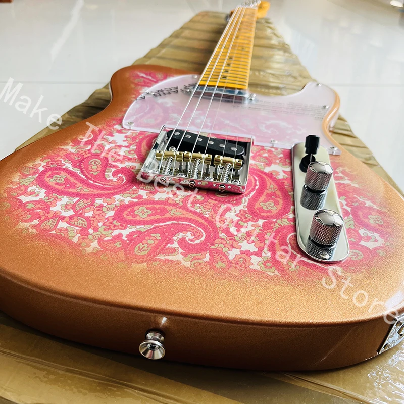 Classic bright printed electric guitar, fixed bridge, professional level, fast delivery.