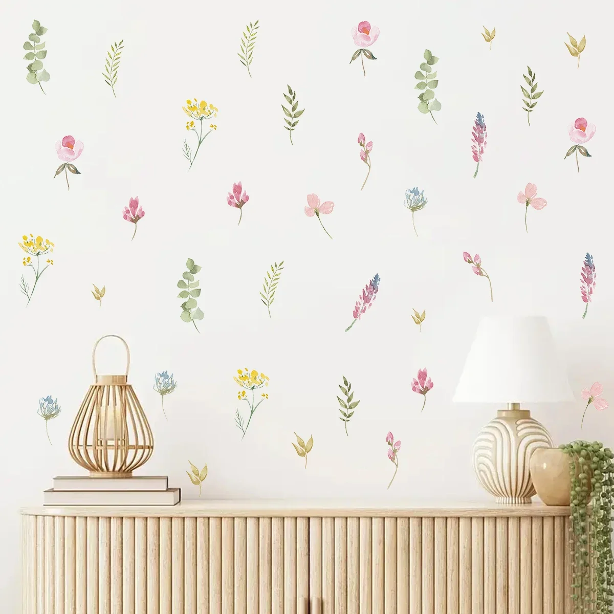 3Pcs Cartoon Leaf Colorful Flowers Wall Stickers for Kids Room Living Room Wall Decals Bedroom Decoration Children Home Decor