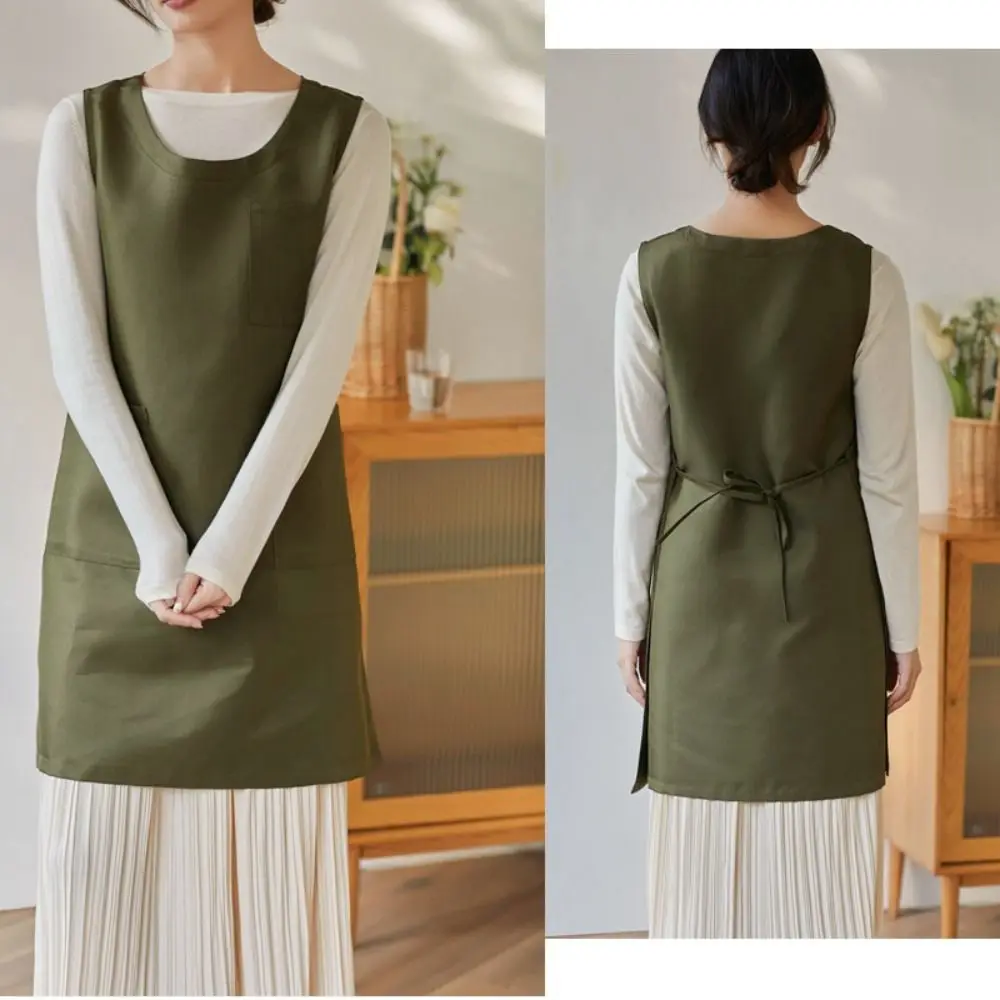 Creative Adjustable Waterproof Apron Thickened Solid Color Korean Dress Apron Polyester Fiber Antifouling Cooking Apron Home