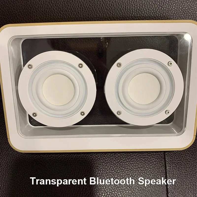 

Портативный прозрачный сабвуфер HIFI, беспроводной Bluetooth-динамик с двойным звуковым сигналом, настольное украшение, светильник для чтения, домашний звуковой ящик