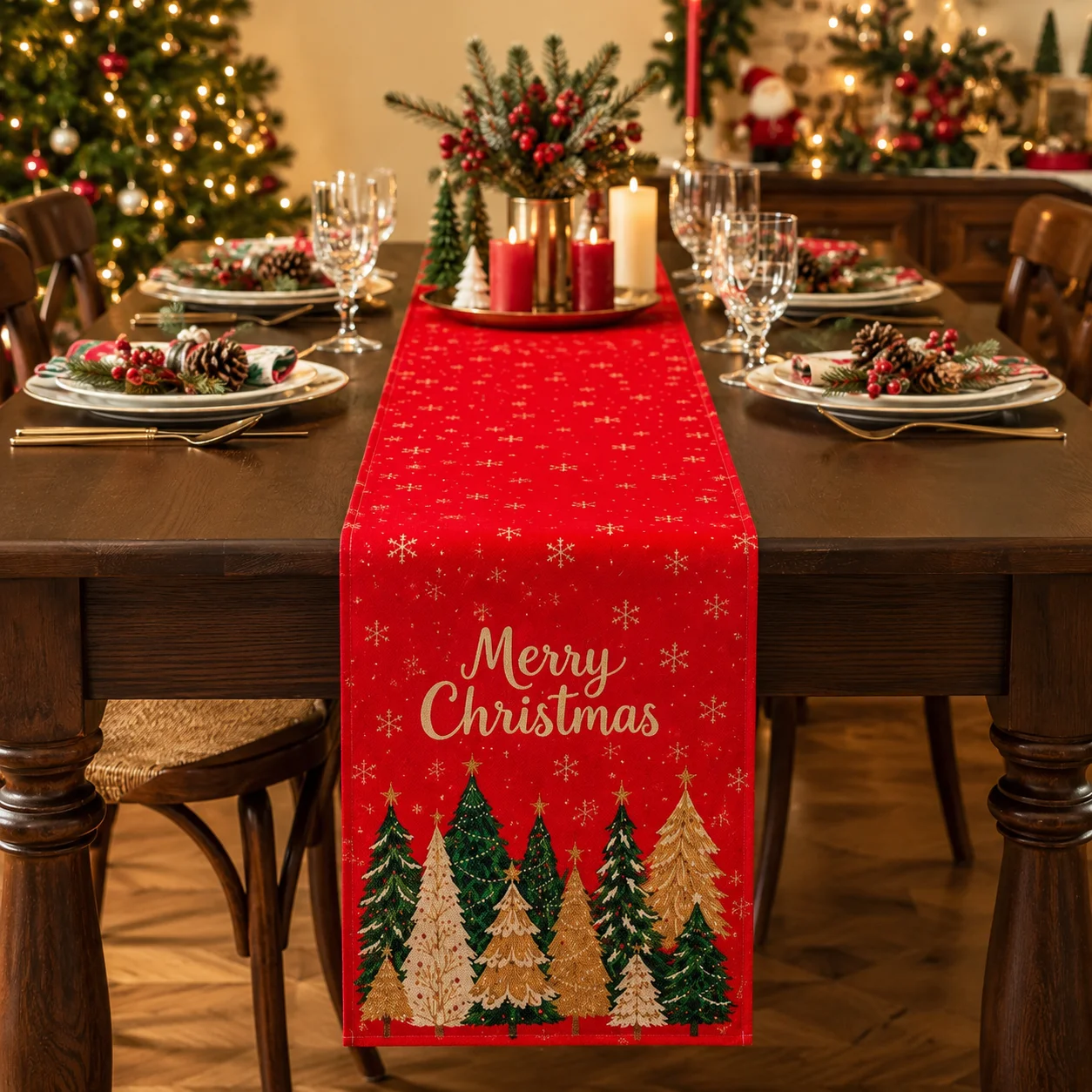 Christmas Tree Table Runner Festive Table Decoration Suitable For Winter Christmas Party Holiday Home Decoration Christmas Gift