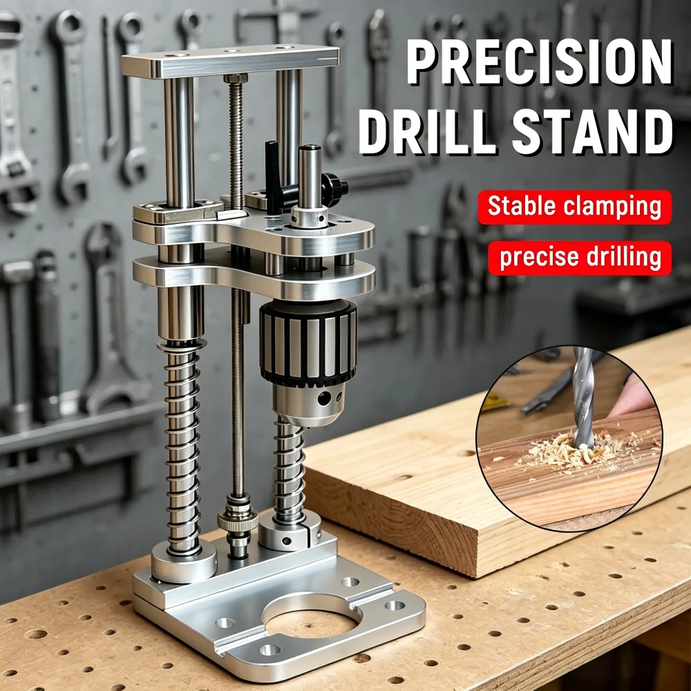 

Woodworking Drilling Stand - Aluminum Profile Vertical Positioning Tool, Mini Desktop Drill Stand for Cordless Drills & DIY