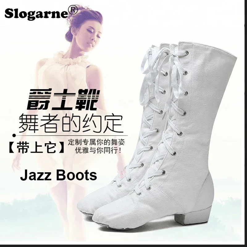 Women Canvas Jazz Shoes Men Jazz Dance Boots Kids Stage Performance Shoes Modern Jazz Boot Leather Sole Show Ballet Dance Shoes
