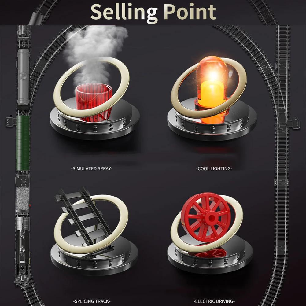 

Новогодний электрический поезд с батарейками, 68 деталей, в комплекте, как на фото, праздничный подарок