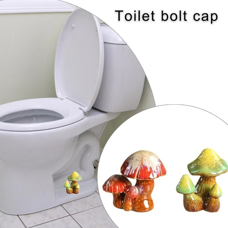 Toilet Bolts Covers 2Pcs Colorful Resins Mushroom Design Toilet Bolts Caps Bathroom Decors Replacement Accessories