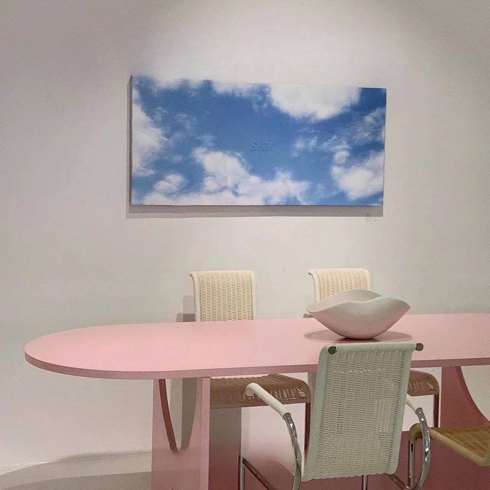 Creative Color Memphis Pink Dining Table Island Multiplayer Meeting Desk