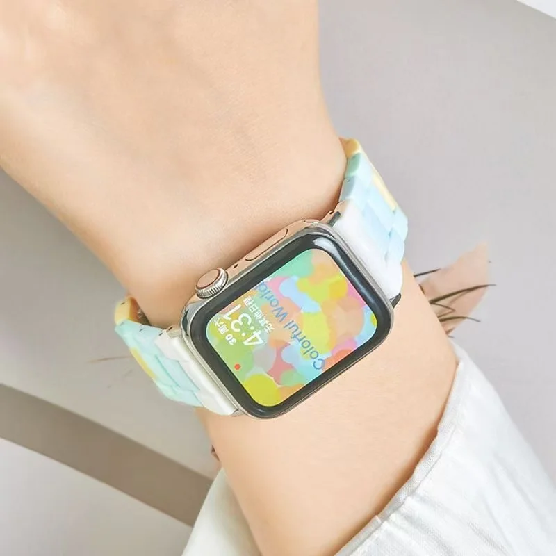 حزام أكريليك لساعة Huawei Watch Fit Band، حزام ملون قابل للتعديل