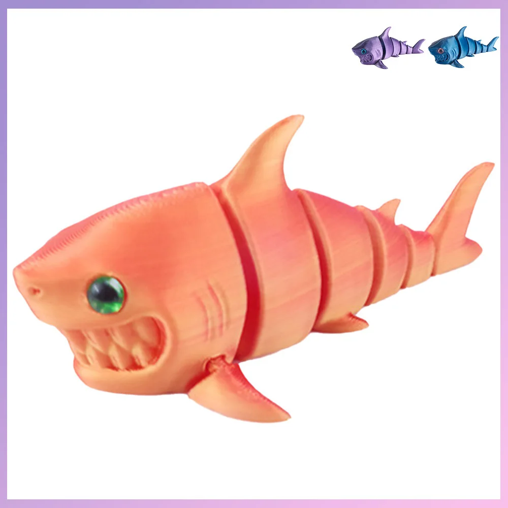 3D Printed Toys Great White Shark Figures Model Multi-joint Movable Ornament Decorative Desktop Creativity Novelty Kid Gifts Toy