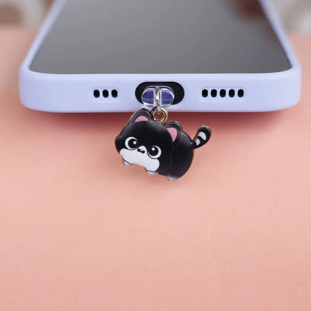 Niedlicher Katzen-Handy-Staubschutz-Anhänger in Mehrfarbig, aus Legierung, Zubehör-Dekoration für iPhone und Type-C-Anschlüsse, Geschenk-Lanyard – Detail 14