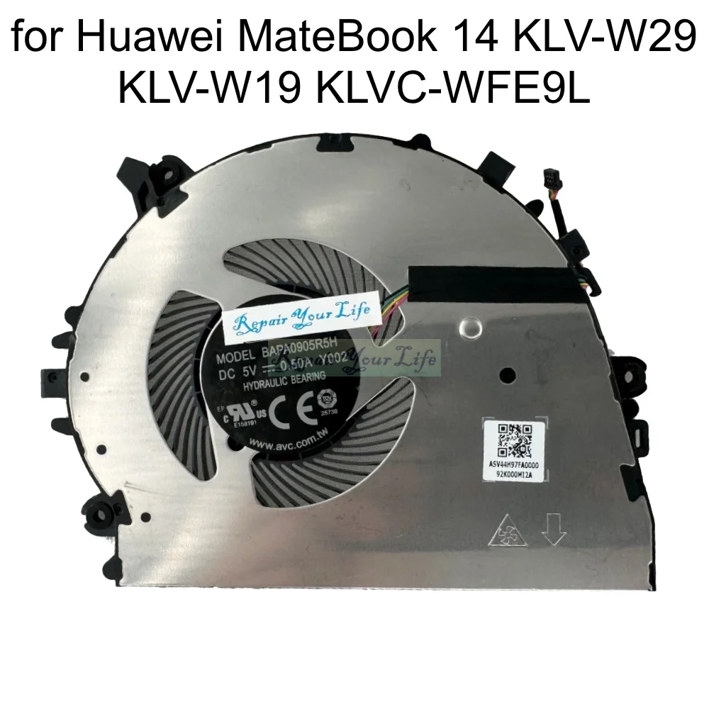 Laptop Cooling Fan for Huawei MateBook 14 KLV-W29 W19 KLVC-WFE9L KLVC-WAH9L WFH9L PC CPU Cooler BAPA0905R5H Y002 B85D3-18901