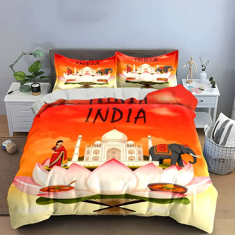 Indian Culture Theme Set Decor Soft Comfortable Duvet Cover Bedding Set Included 1*Duvet Cover & 2*Pillowcases, gift