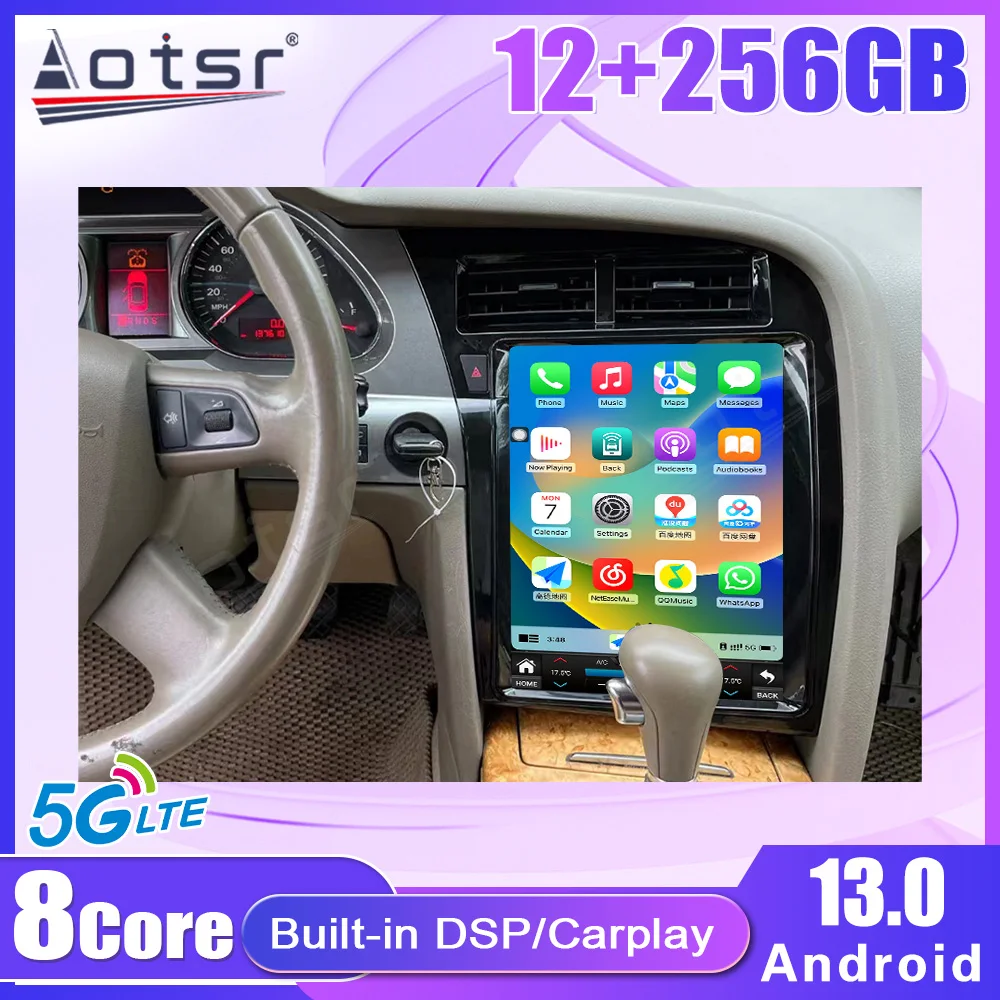 

12.1" Vertical Screen Automotive Multimedia Android 13 For Audi A6L 2005-2011 Car GPS Navigation Multimedia Player Radio Stereo