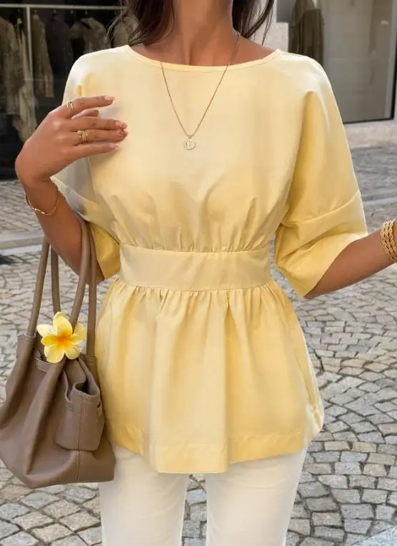 

2026 Spring/summer Women's Romantic Backless Lace Up Loose Shirt Top