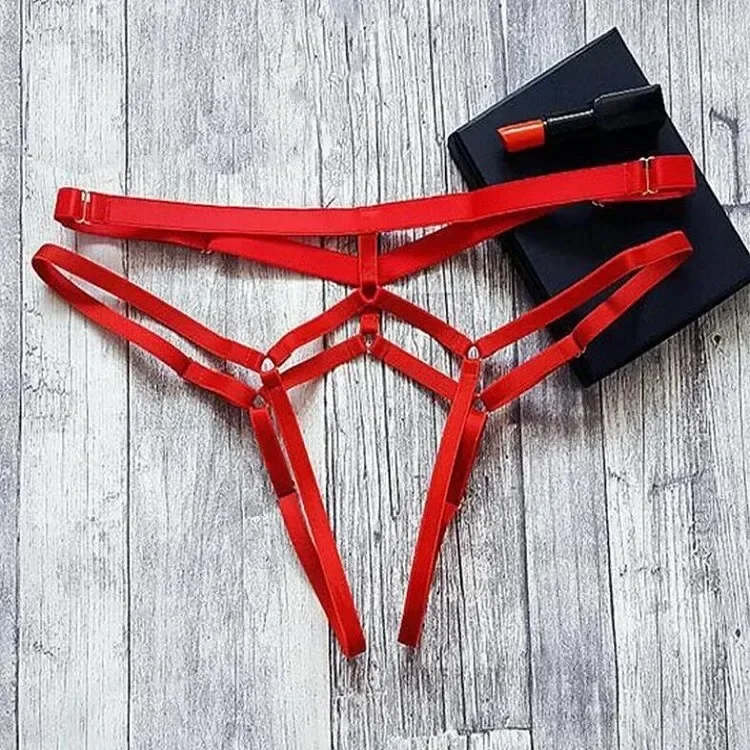 Women Sexy Bandage Hollow Out Thong Panties T Back Lingerie Ladies Open Crotch Briefs Underwear G-String Seamless Briefs view 3