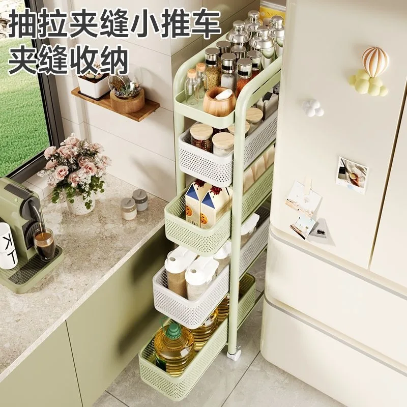 Kitchen crevice rack, drawer type ultra-narrow trolley