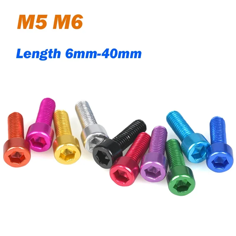 5Pcs Colored Bolts M5 M6 Length 6mm-40mm Aluminum Alloy 7075 Allen Bolt DIY Socket Cap Head Screws Hex Head Anodised Bolts