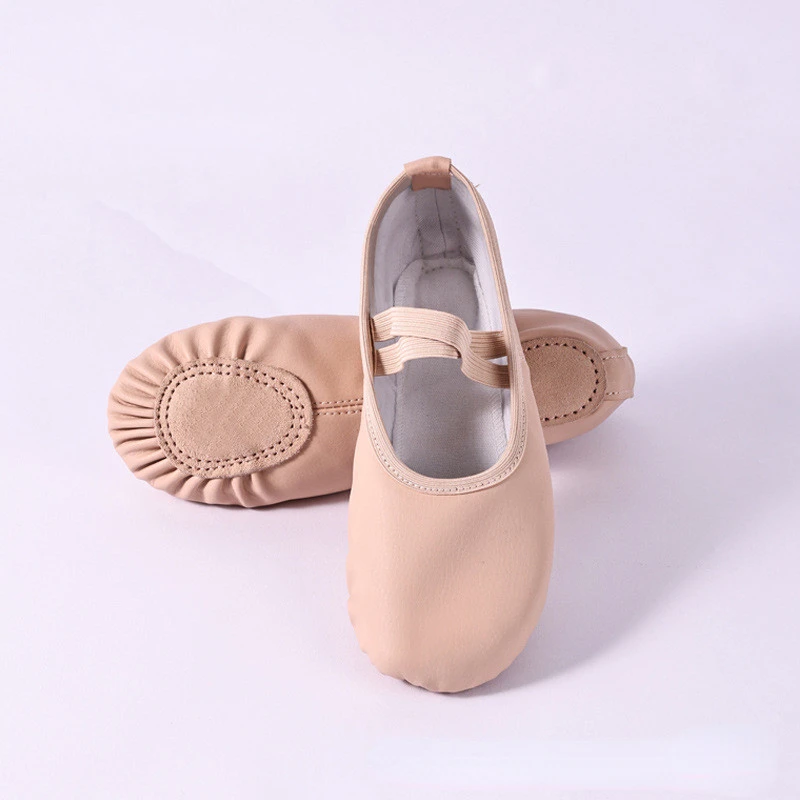 Children's Gymnastics Dance Shoes Girls Soft Sole Adult Folk Dance Beginners PU Leather Pink Ballet Training Shoes for Women