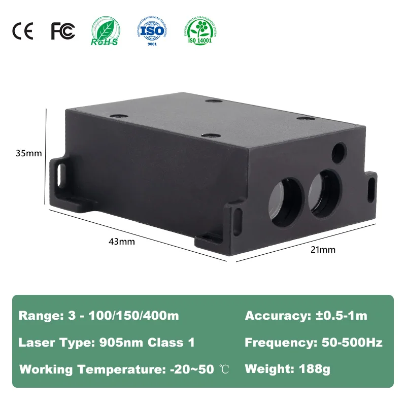 Meskernel 400m Pulse Laser Rangefinder Sensor for Port Berthing Systems with IP67 protection 905nm Laser Ranging Sensor