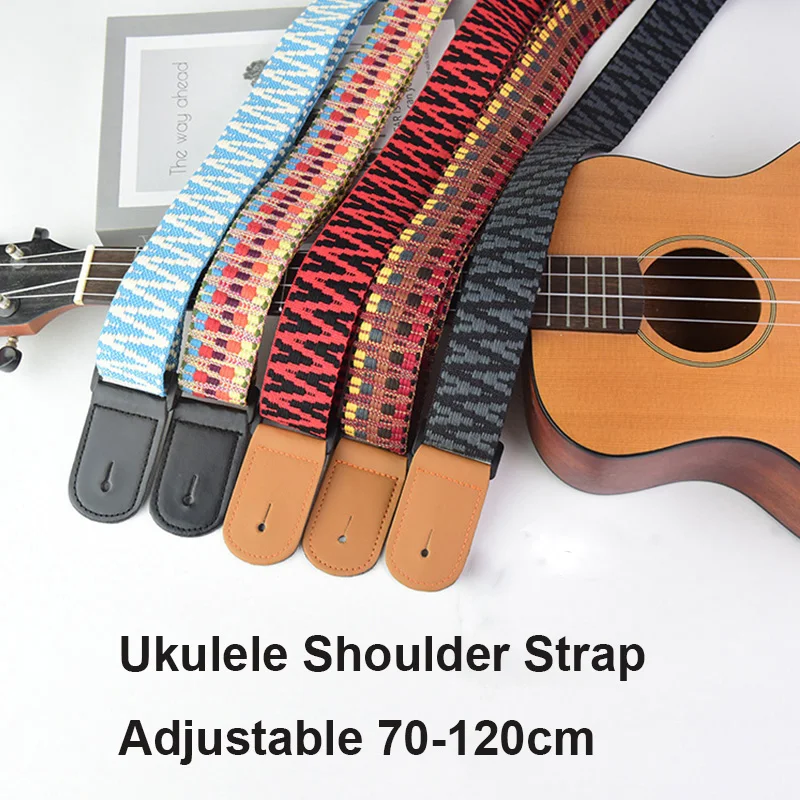  Ukulele Straps Adjustable Ukulele Shoulder Strap Thicken Knit for Children Soprano Concert Tenor Baritone String Instruments